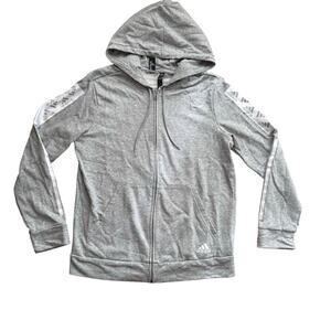 Adidas Women's Full Zip Gray Lightweight Sweatshirt Hoodie Sz XL Athleisure Gym